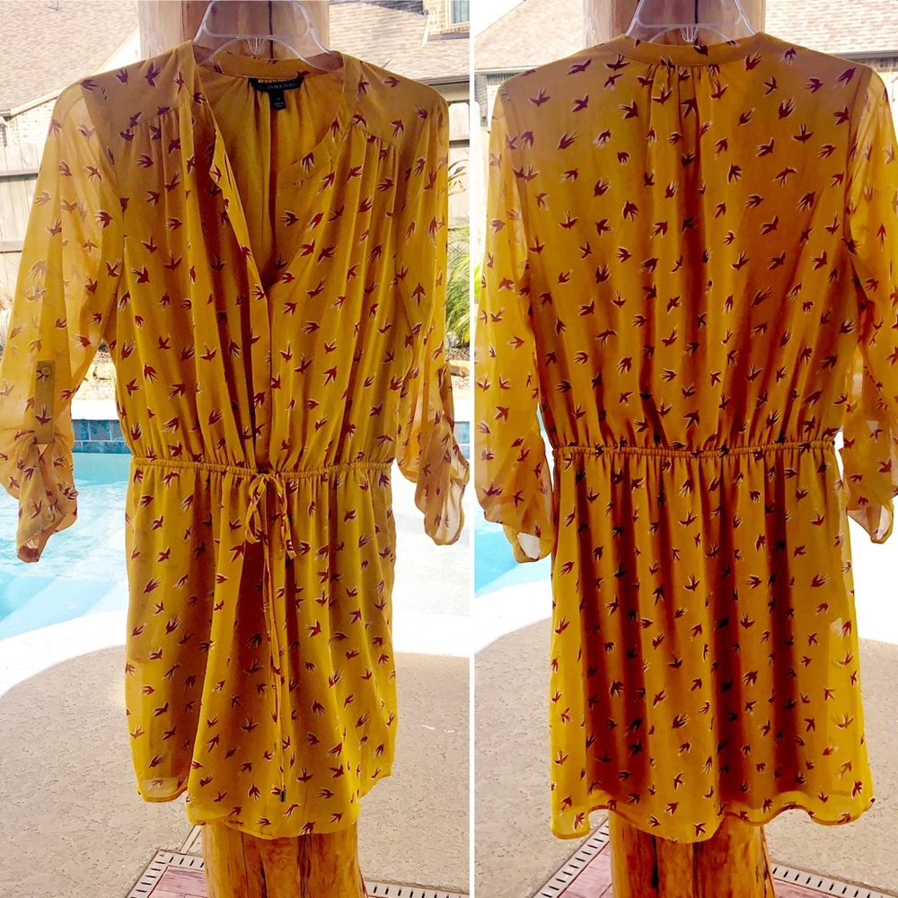 Signature studio Yellow swallow bird dress POCKETS